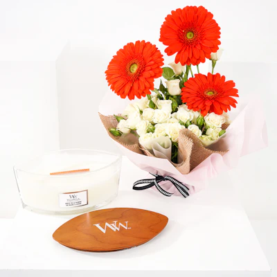 Woodwick White Tea & Jasmine Ellipse Jar Candle | Flowers Woodwick White Tea & Jasmine Ellipse Jar Candle | Flowers