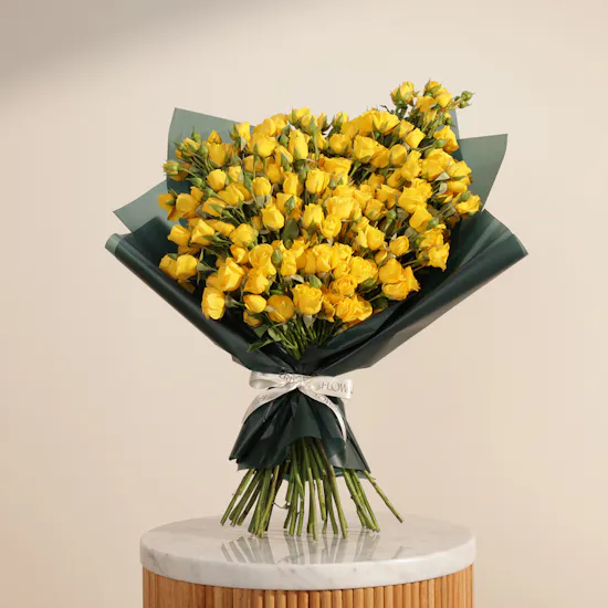Sunny Embrace Baby Rose Bouquet | 50 Flowers