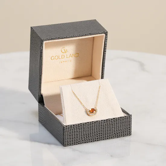 Gold Land Citrine and Diamond Gold Necklace