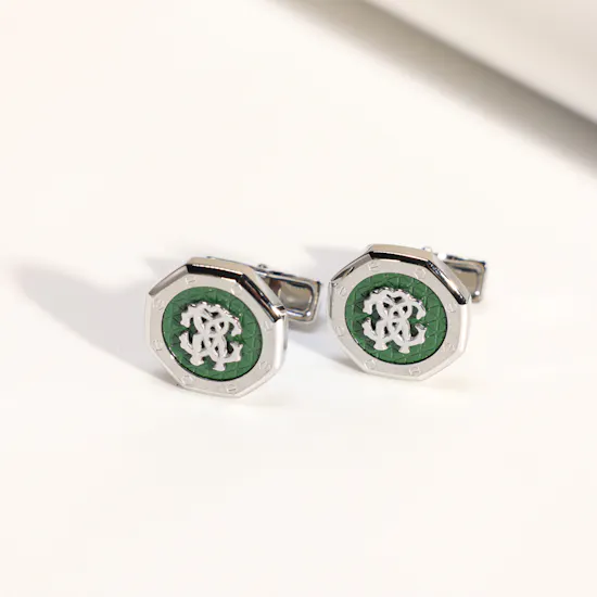 Roberto Cavalli Silver & Green Men's Cufflinks