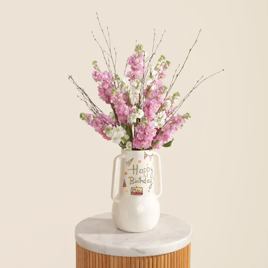 Keramos Studio Pink Delight Birthday Flowers Vase