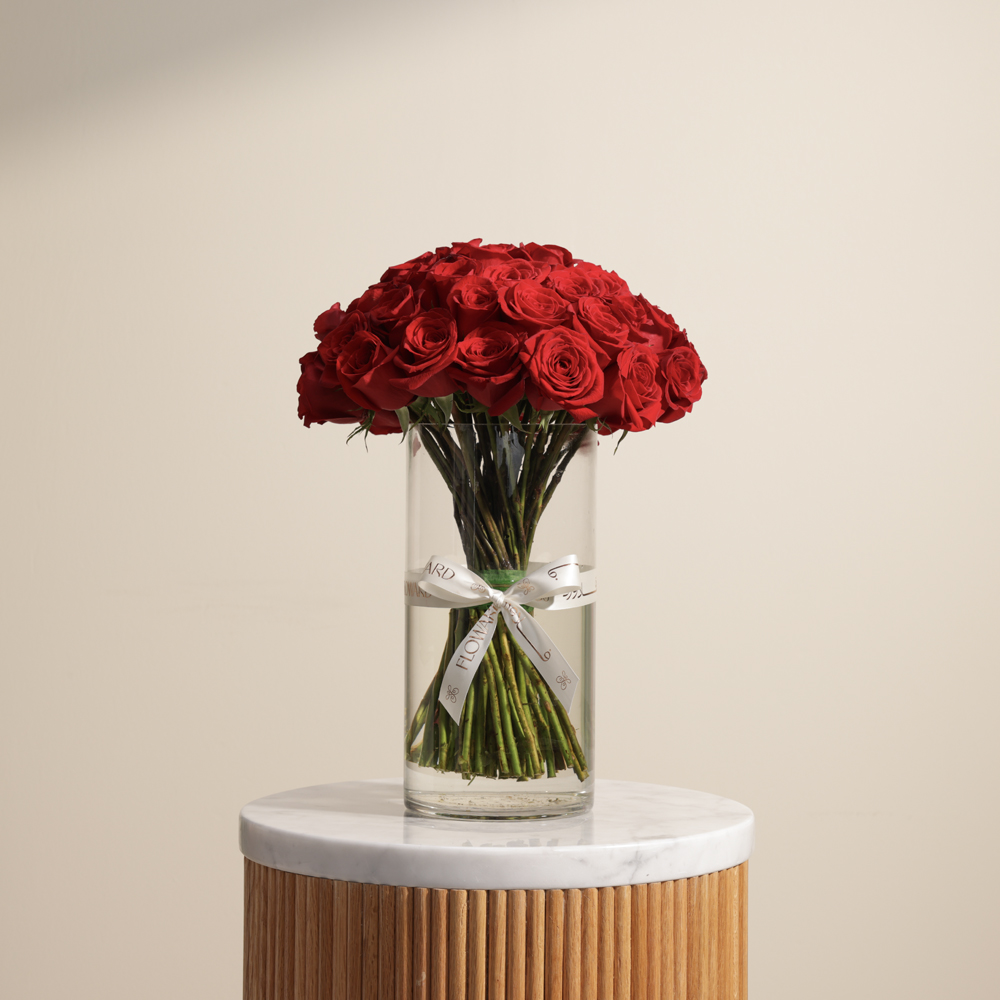 Breathtaking Red Roses Vase | 50 Roses