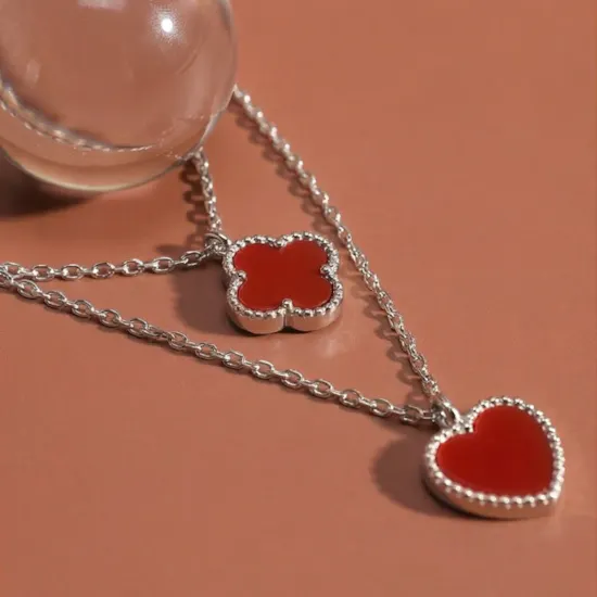 Zia Red Heart Silver Necklace