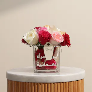 Omani Women's Day Colorful Roses Vase Omani Women's Day Colorful Roses Vase