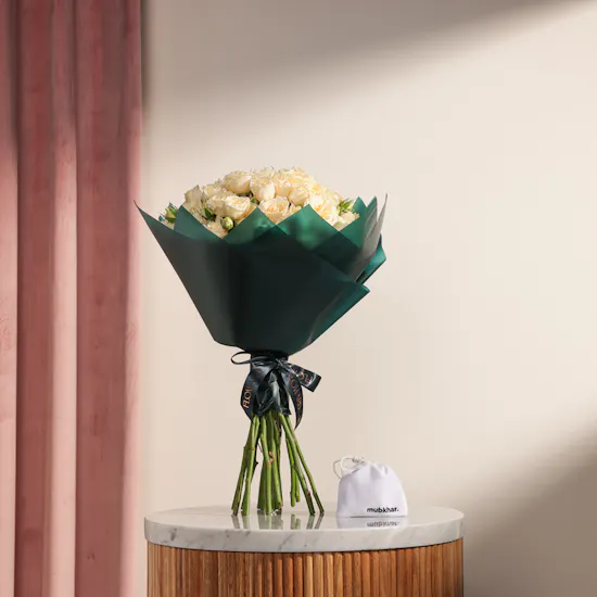 Mubkhar Indian Royal Bukhoor | Bright Peach Baby Rose Bouquet