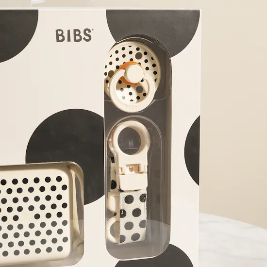 Bibs Soothe & Go Polka Ivory and Black Gift Set