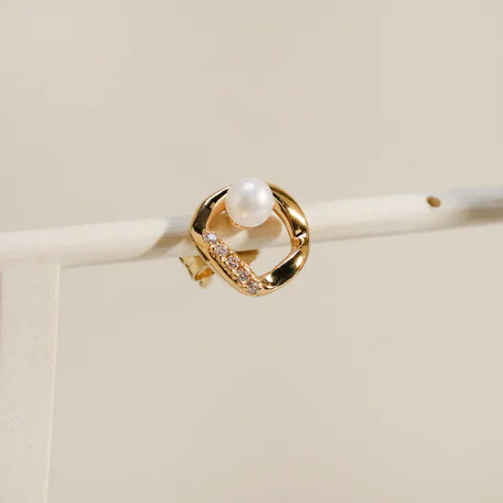 Pandora Pavé Circle & Pearl Stud Earrings and Necklace Set