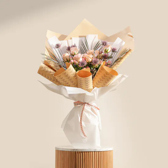 Peachy Elegance Flowers Bouquet