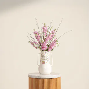 Keramos Studio Pink Delight Birthday Flowers Vase
