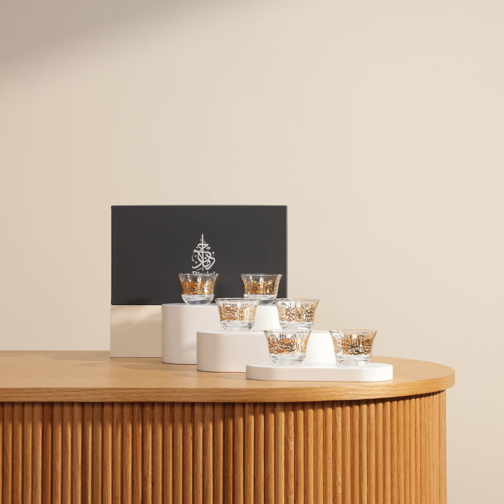 Dimlaj Glass Cawa Cup Set Kareem Gold/6pcs