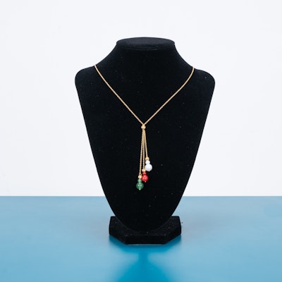 Nota Jewelry Gold Neckles (National Day Gemstones) Red, White & Green