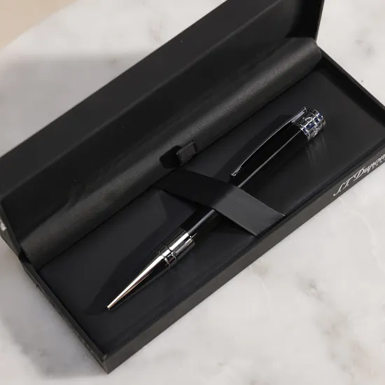 S.T. Dupont Initial Black and Chrome Ballpoint Pen