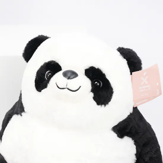 Floward Plush Panda with 20 White Roses Vase