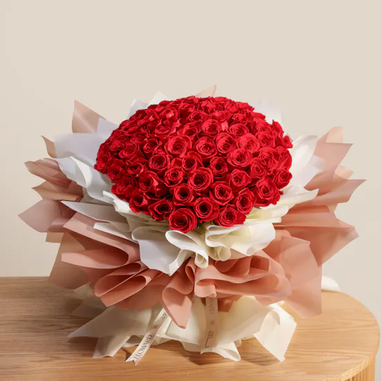 Romantic Red Roses Bouquet | 75 Flowers