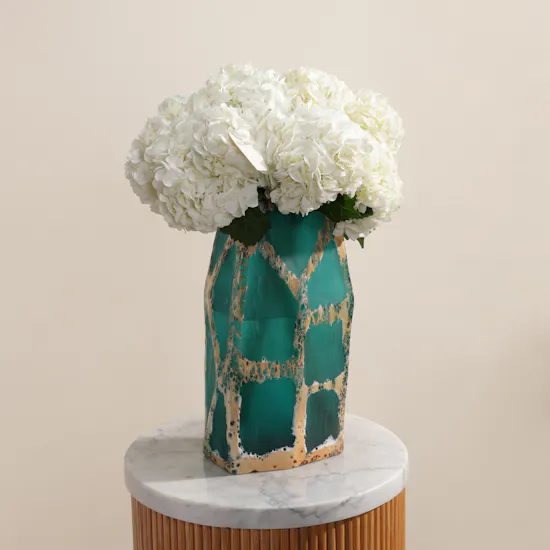 Ethereal White Hydrangea Vase