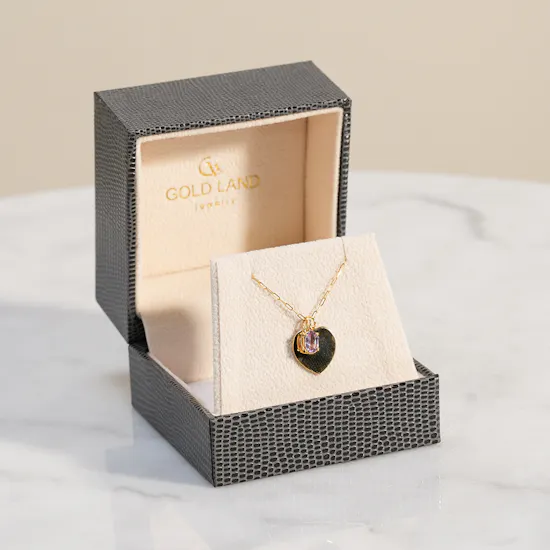Gold Land Heart with Amethyst Stone Women's Necklace