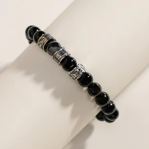 Diesel Beads Black Agate and Stainless Steel Men’s Bracelet Diesel Beads Black Agate and Stainless Steel Men’s Bracelet
