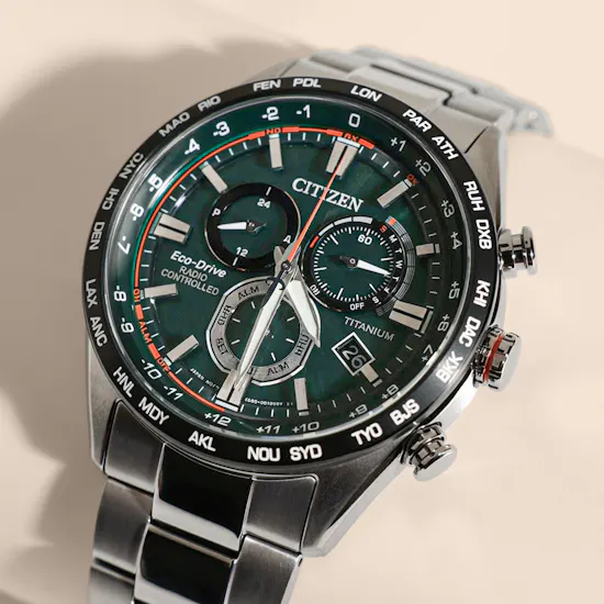Citizen Male Super Titanium Eco Drive Green Watch