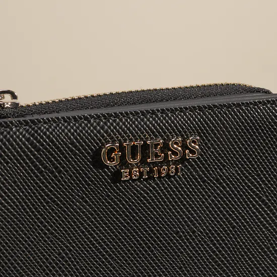 Guess Black Laurel II Slg Zip Around Card Case Women's Wallet