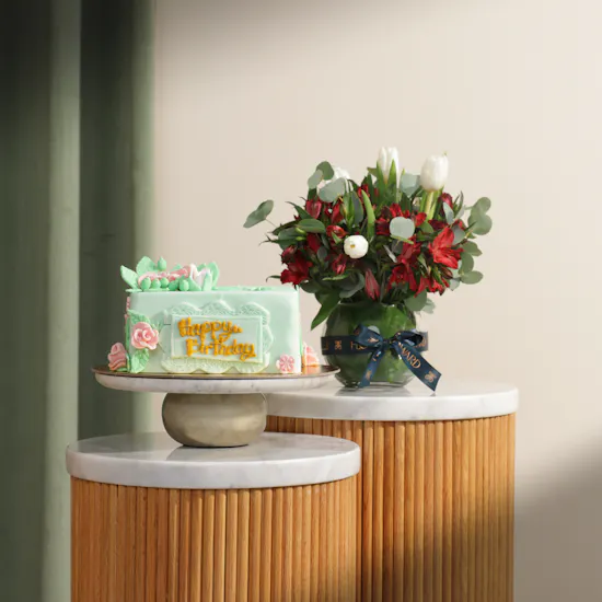 Floward Enchanting Garden Birthday Cake | Charm Flower Vase