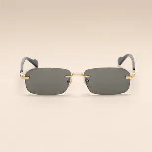 Gucci Rimless Gold-tone Rectangular Men's Sunglasses