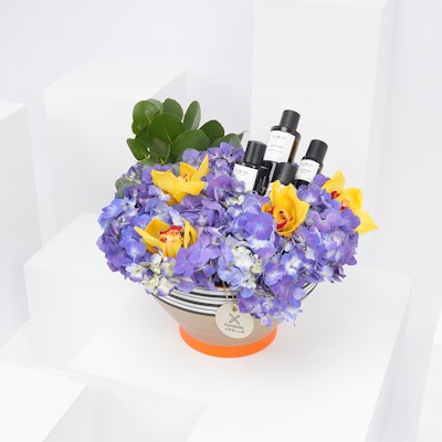 Mubkhar Fragrance with Vibrant Blooms Vase