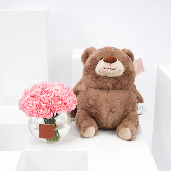 Plush Bear | Carnations Vase