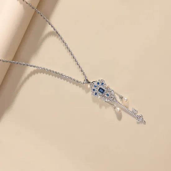Key Of The World Necklace -Diamond & Sapphire