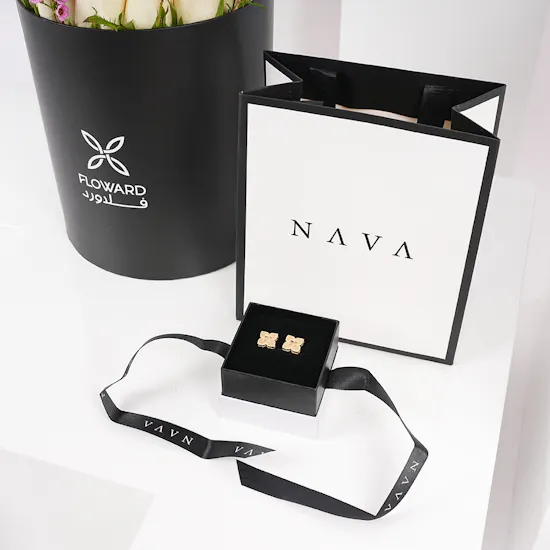 Nava Gold Earrings | Flower Box