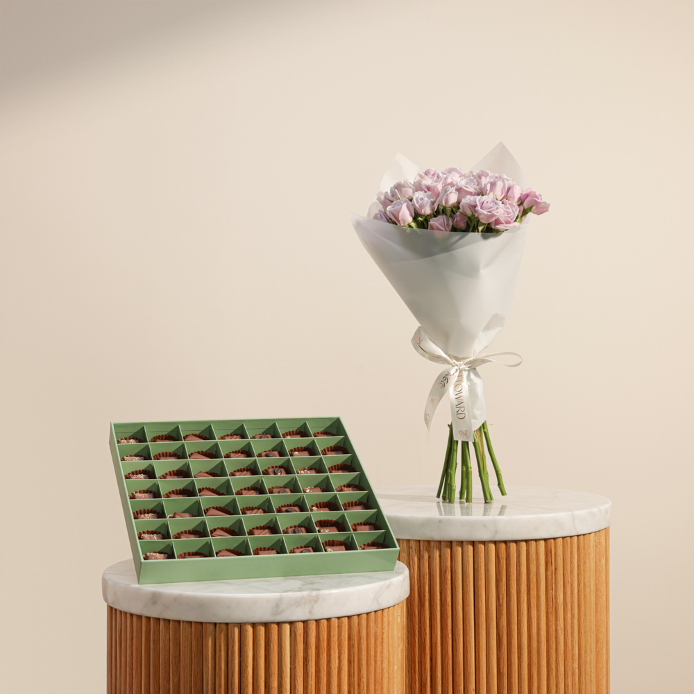 صندوق شوكولاتة من ابوتشي | باقة زهور القلب