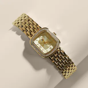 Tommy Hilfiger Crystal Bezel Gold Rectangular Dial Women's Watch