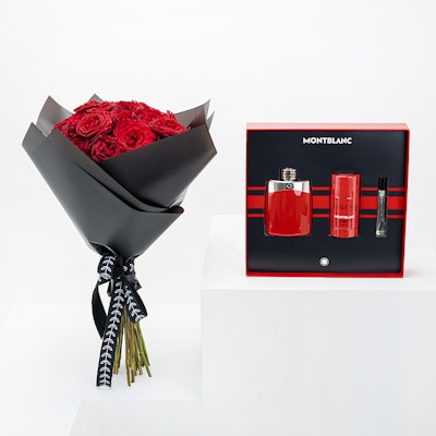 25 Red Roses & Montblanc Legend Red EDP Set