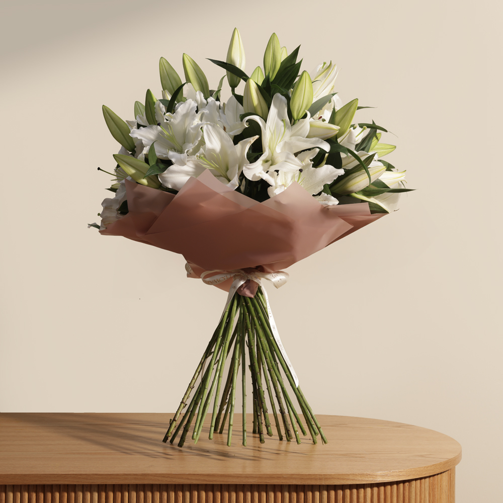 Purest Dawn White Lilies | 25 Flowers