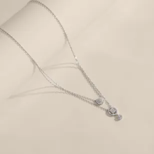 Hilia Double Layered Silver Women's Necklace Hilia Double Layered Silver Women's Necklace