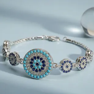 Zia Blue Evil Eye Silver Bracelet Zia Blue Evil Eye Silver Bracelet