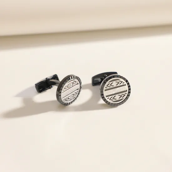 Roberto Cavalli Silver and Black Cufflinks