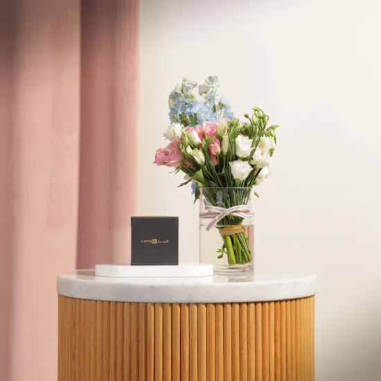 Lapis Trio of Pear Diamond Ring | Bloom Aura Flowers Vase