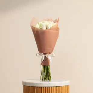 Pure White Rose Bouquet | 25 Flowers 