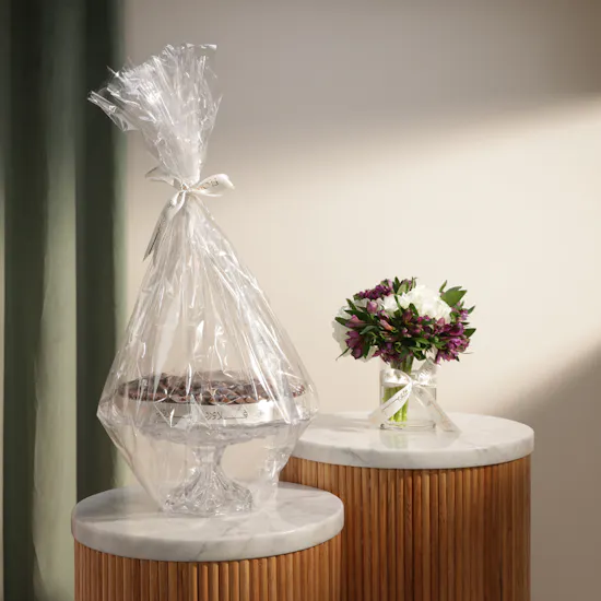 Floward Chocolate Round Glass Tray | Gleaming Flower Vase