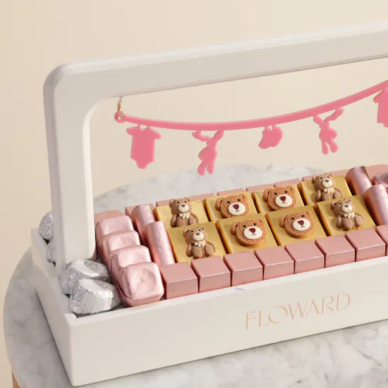 Floward Welcoming New Baby Girl Chocolate Tray