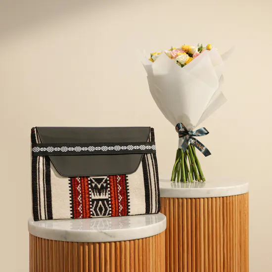 Kaseb Sadu Heritage Pouch | Bright Purity Flowers Bouquet