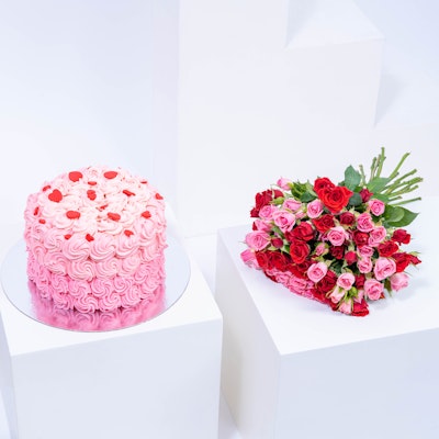 Rosy hearts Cake