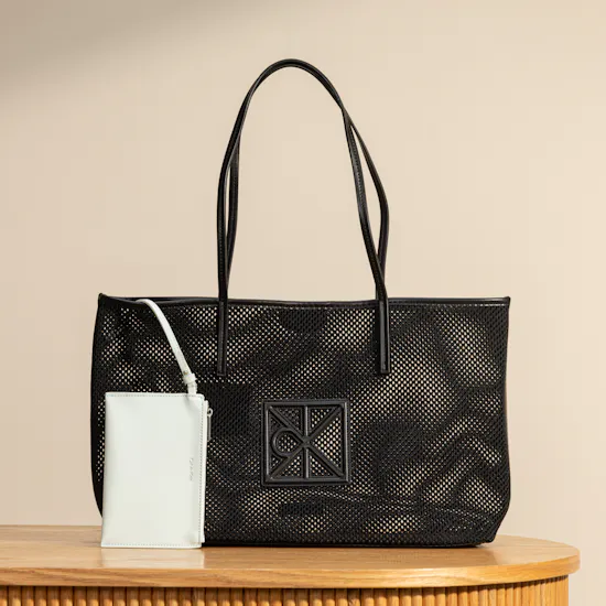 Calvin Klein Black Emblem Mesh Women's Tote Bag
