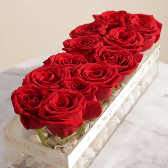 Romantic Red Roses | Flowers Acrylic Vase