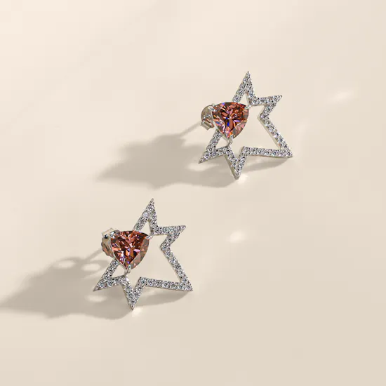 Floward Pink Star Silver Women's Earrings