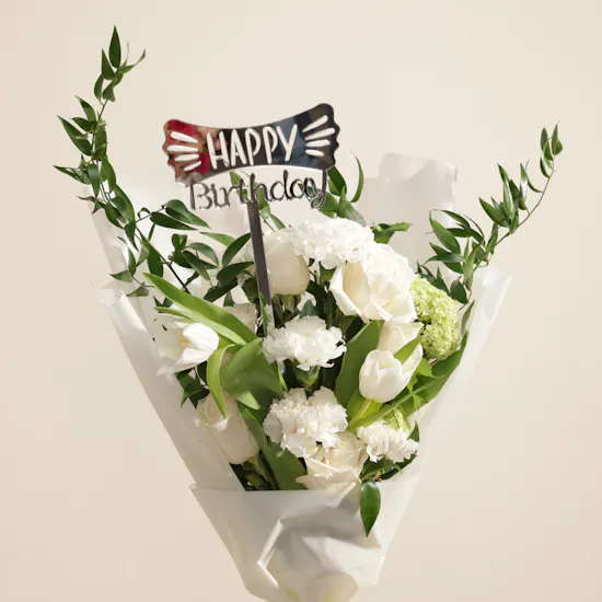 Pure White Birthday Glow Bouquet