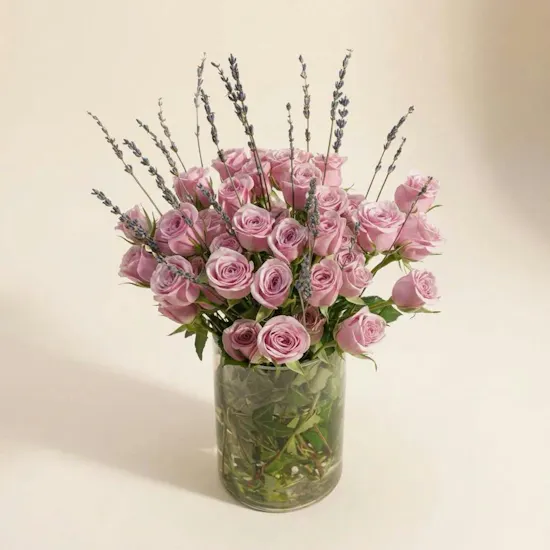 Lavender Field Flowers Vase