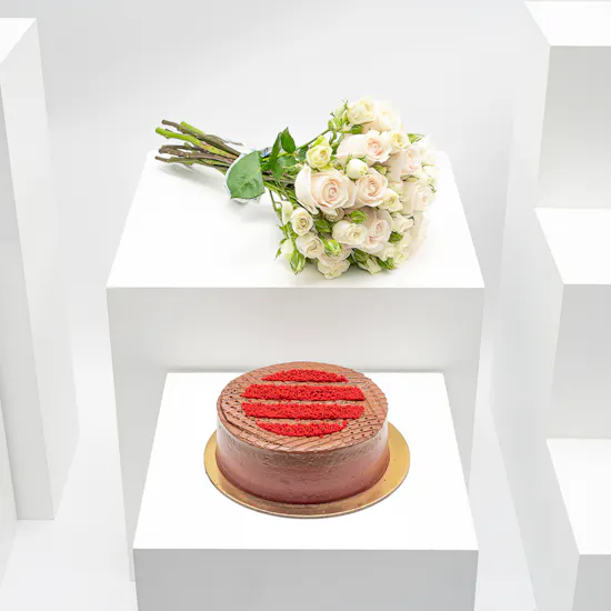 Munch Bakery Chocolate Velvet Cake | White Roses