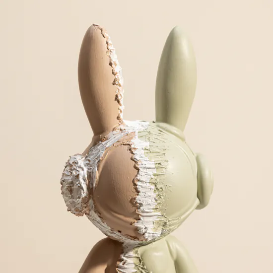 Nno Pink and Mint Green Meteorite Bunny Sculpture