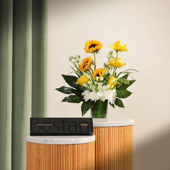 Bostani Chocolates Elegant Box | Radiant Charm Flowers Vase